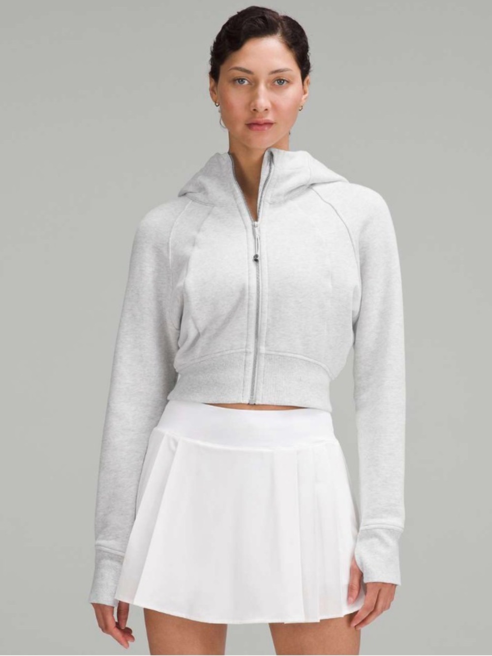 Lululemon Scuba Full Zip Cropped Hoodie - Light Grey